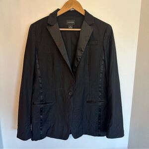 Club Monaco Blazer Womens Size 12 Black Wool Accent Darts Collar Single Button